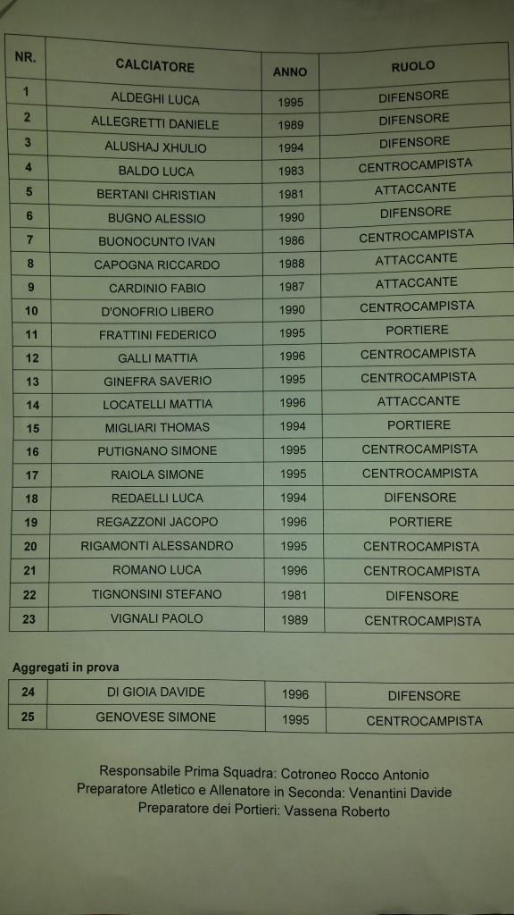 Calcio Lecco Rosa 2014-2015