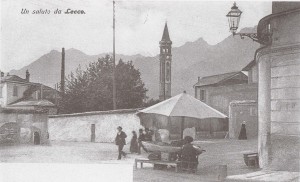 Il Campanile di San Nicolò visto dall'ex Damiano Chiesa, Lecco, 1905