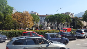 Piazza Manzoni e via Dante Alighieri visti da via Caprera, Lecco, 2016